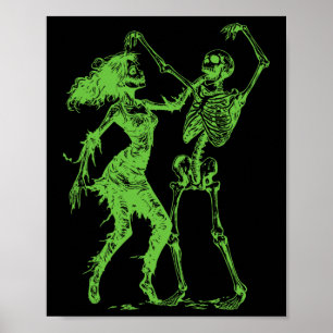 Tanzskelett mit Zombie Green Poster