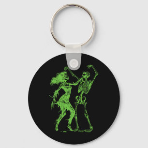 Tanzskelett mit Zombie Green Schlüsselanhänger