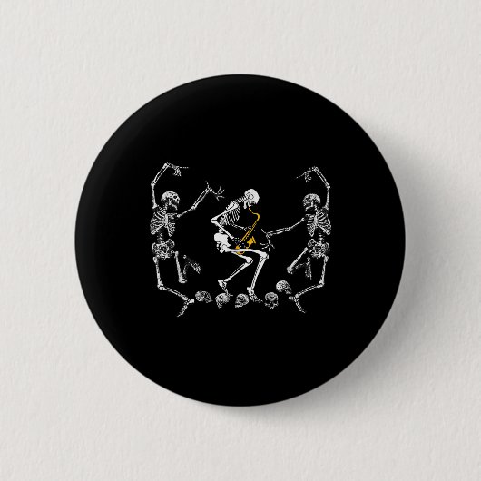 Tanzskelett Saxophon Halloween Button (Vorderseite)