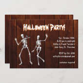 Tanzskelette auf Wood Halloween Einladung (Vorne/Hinten)
