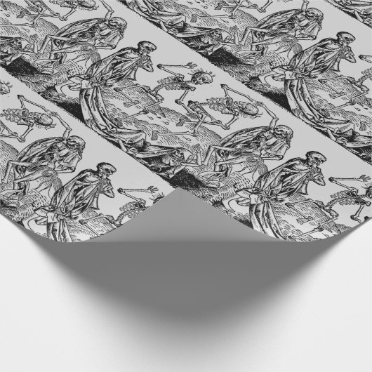 Tanzskelette Black Death Gothic Geschenkpapier (Ecke)