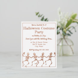 Tanzskelette Halloween-Party Gold/Silber Folie Einladungspostkarte