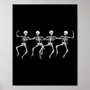 Tanzskelette Halloween-Party Skeletton Poster
