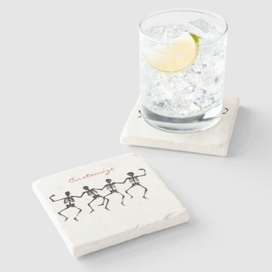 Tanzskelette Halloween Thunder_Cove Steinuntersetzer (Seitenansicht)