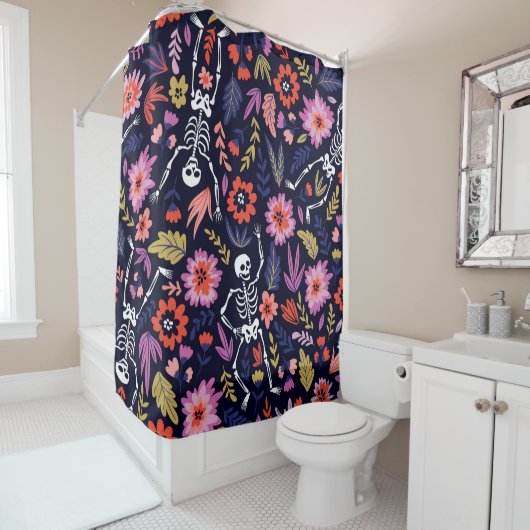 Tanzskelette im Blumengartenmuster Duschvorhang (Beispiel)