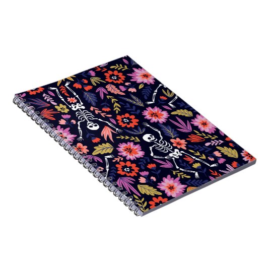 Tanzskelette im Blumengartenmuster Notizblock (Rechte Seite)