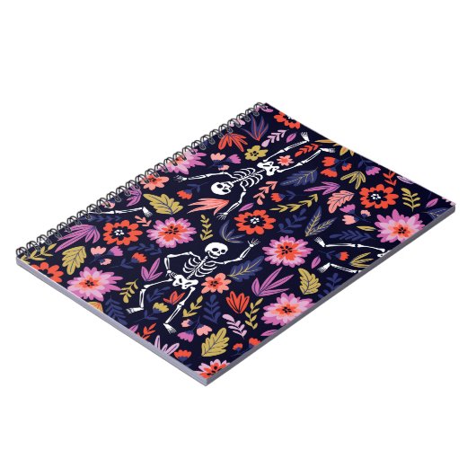 Tanzskelette im Blumengartenmuster Notizblock (Linke Seite)