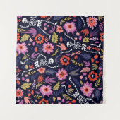 Tanzskelette im Blumengartenmuster Wandteppich (Vorderseite (Horizontal))