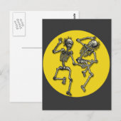 Tanzskelette mit Vollmond zu Halloween Postkarte (Vorne/Hinten)