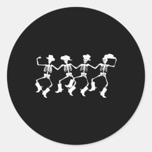 Tanzskelette Spooky Halloween Cowboys Line Da Runder Aufkleber