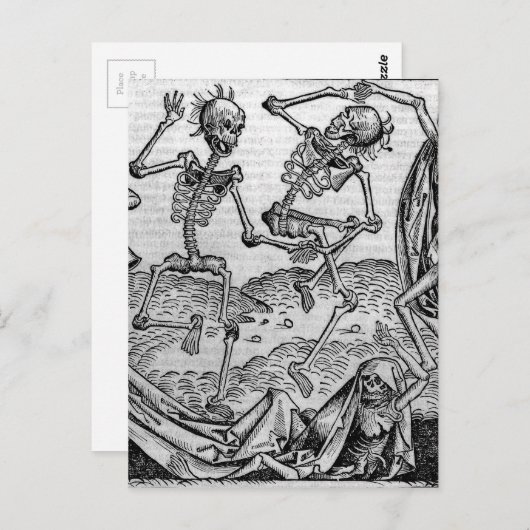 Tanzskelette, 'Tanz des Todes' Postkarte (Vorne/Hinten)