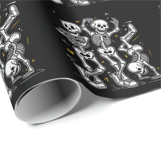 Tanzskelette TanzChallenge Halloween Geschenkpapier (Rolleneckpunkt)