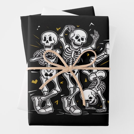 Tanzskelette TanzChallenge Halloween Geschenkpapier Set (Beispiel)