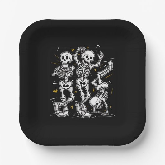 Tanzskelette TanzChallenge Halloween Pappteller (Vorderseite)
