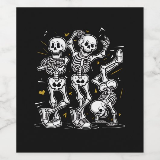 Tanzskelette TanzChallenge Halloween Weinetikett (Einzelnes Label)