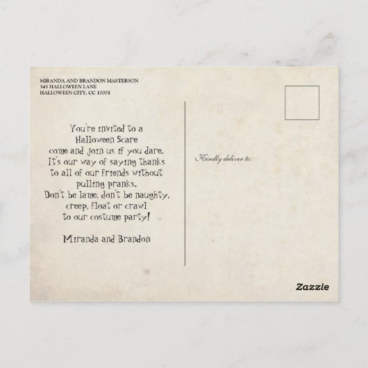 Tanzskelette Vintages gotisches Halloween-Party Postkarte (Rückseite)