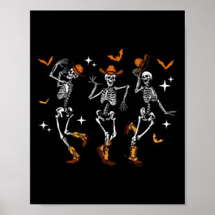 Tanzskeletts Dance Cowboy Western Halloween C Poster