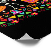 Tanzskeletttag des toten mexikanischen Dia de l'Es Poster (Ecke)