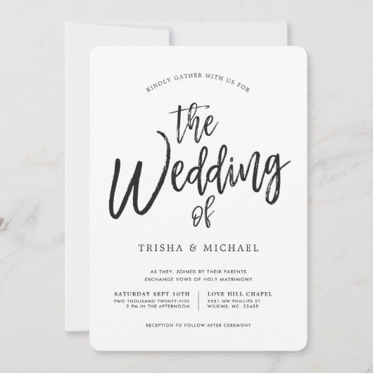 Tanzskript Black|White Wedding Stripe Back Einladung (Vorderseite)