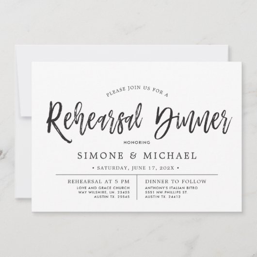 Tanzskript | Minimales Probe Dinner Einladung (Vorderseite)