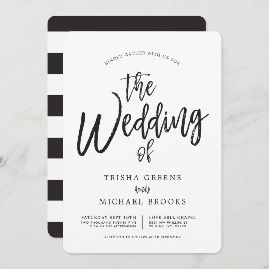 Tanzskript Minimalistisch Hochzeit Einladung (Vorne/Hinten)