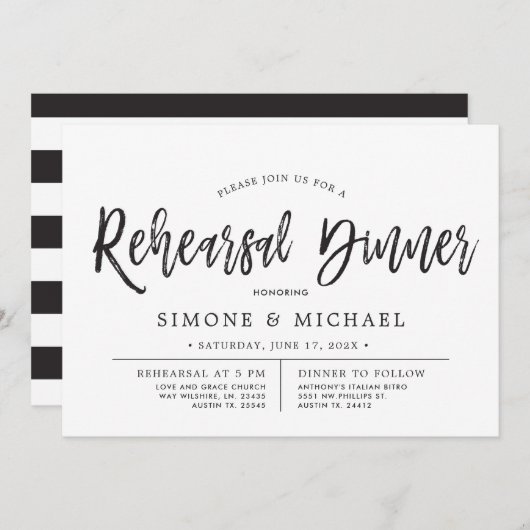 Tanzskript schwarz | Weißes Probe Einladung (Vorne/Hinten)