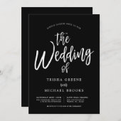 Tanzskript Weiß auf Schwarzer Hochzeit Einladung (Vorne/Hinten)