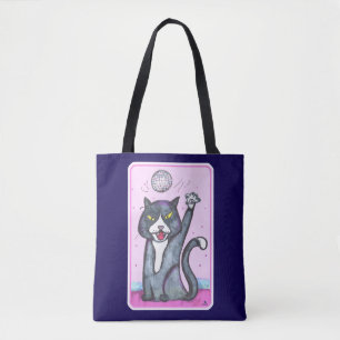 Tanzspaß Disco-Kugel Katze Cartoon-Zeit Tasche