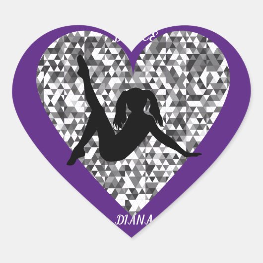 Tanzsticker personalisiert. Herz-Aufkleber (Vorderseite)