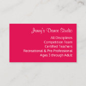 Tanzstudio Lehrer Rosa Ballett Pointe Toe Shoe Visitenkarte (Rückseite)