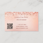 Tanzstudio Rose Gold Rosa Glitzer qr Code Visitenkarte (Rückseite)