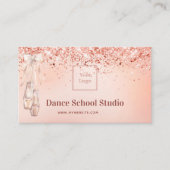 Tanzstudio Rose Gold Rosa Glitzer qr Code Visitenkarte (Vorderseite)