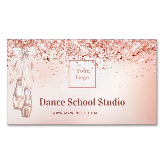 Tanzstudio Rose Gold Rosa Logo Magnetische Visitenkarte (Vorderseite)