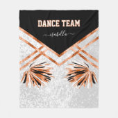 Tanzteam Schwarz, Weiß und Orange Fleece Blanken (Vorderseite)