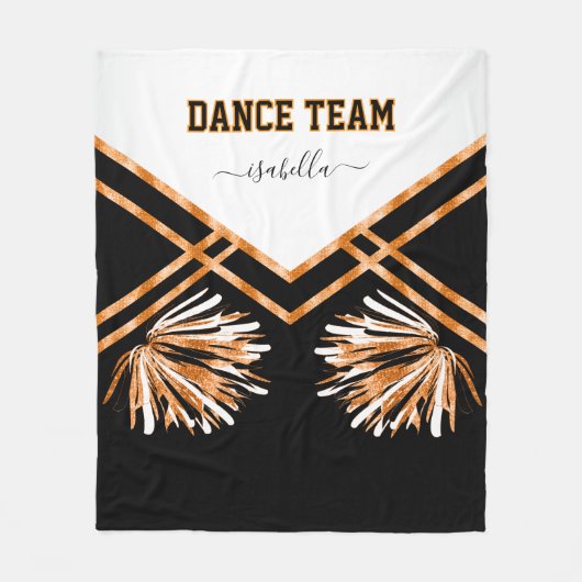 Tanzteam Schwarz, Weiß und Orange Fleecedecke (Vorderseite)