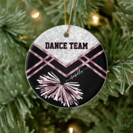 Tanzteam Schwarz, Weiß und Rosa Rose Keramik Ornament