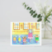 Tanztiere Raccoon Maus Kitten Bunny Postkarte (Stehend Vorderseite)