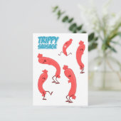 Tanztrippy-Wurst-Karikatur drucken Postkarte (Stehend Vorderseite)