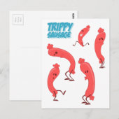 Tanztrippy-Wurst-Karikatur drucken Postkarte (Vorne/Hinten)