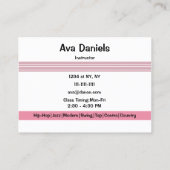 Tanzverschiebungen Visitenkarte (Rückseite)