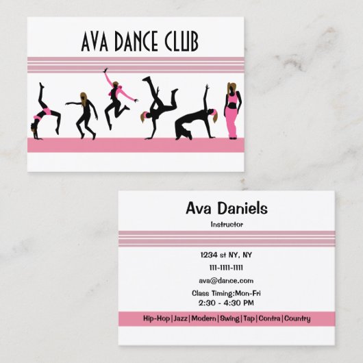 Tanzverschiebungen Visitenkarte (Vorne/Hinten)