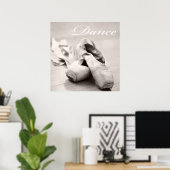 Tanzvorlage für Sepia Ballet Slipper Pointe Shoes Poster (Heimbüro)