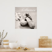 Tanzvorlage für Sepia Ballet Slipper Pointe Shoes Poster (Küche)