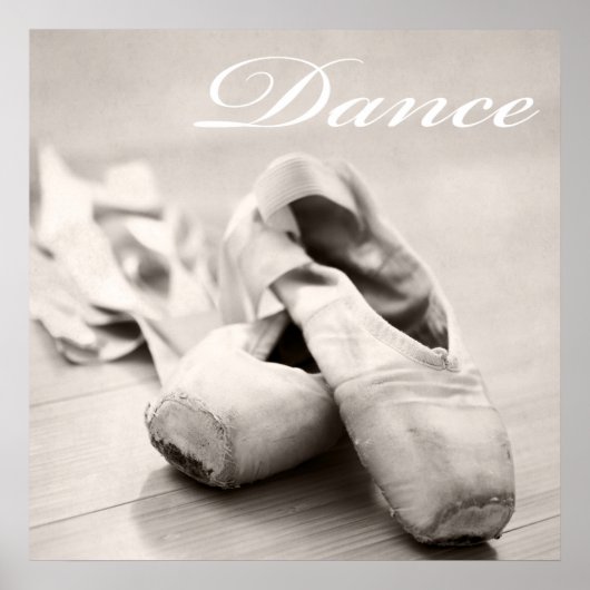 Tanzvorlage für Sepia Ballet Slipper Pointe Shoes Poster (Vorne)