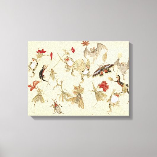 Tanzwald von Fröschen von Kawanabe Kyosai 1879 Leinwanddruck (Vorderseite)