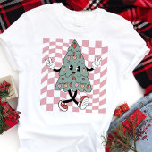 Tanzweihnachtsbaum Rosa Schachbrettmuster Retro Tri-Blend Shirt