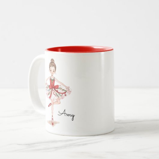 Tanzweihnachtsmädchen Zweifarbige Tasse (Vorderseite Links)