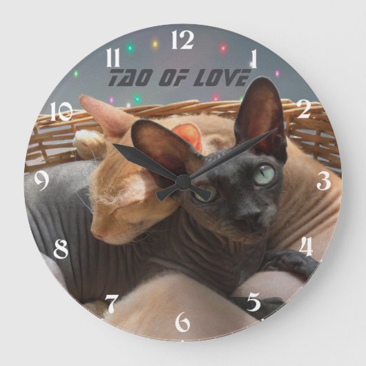 Tao der Liebe - Zwei Sphynxkatzen Personalisiert Große Wanduhr (Vorderseite)
