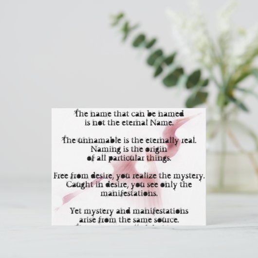 Tao Te Ching wird Ihr Leben verändern Postkarte (Stehend Vorderseite)
