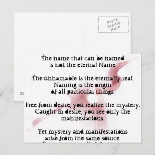 Tao Te Ching wird Ihr Leben verändern Postkarte (Vorne/Hinten)